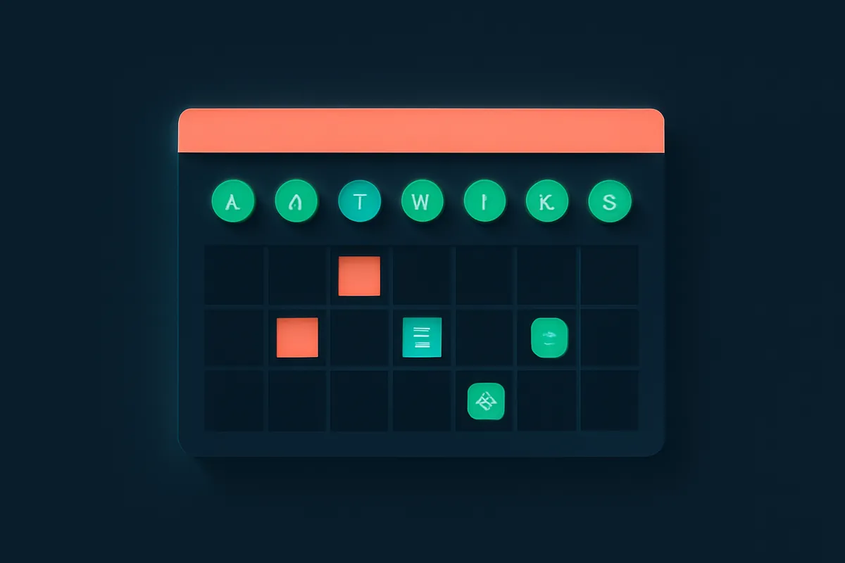 A simple weekly content calendar with post icons