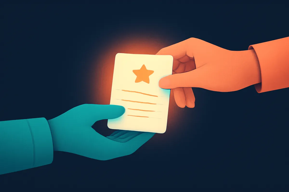 One customer handing a recommendation to another
