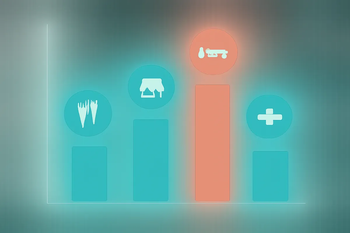 A bar chart comparing review counts by business type