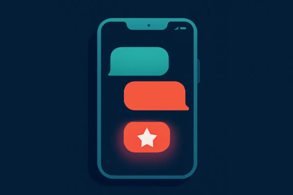 A phone showing a one-tap SMS review request
