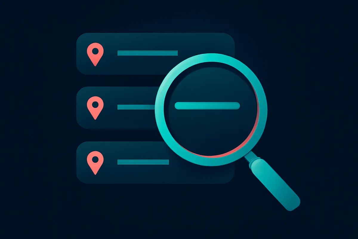 A magnifying glass over local search phrases