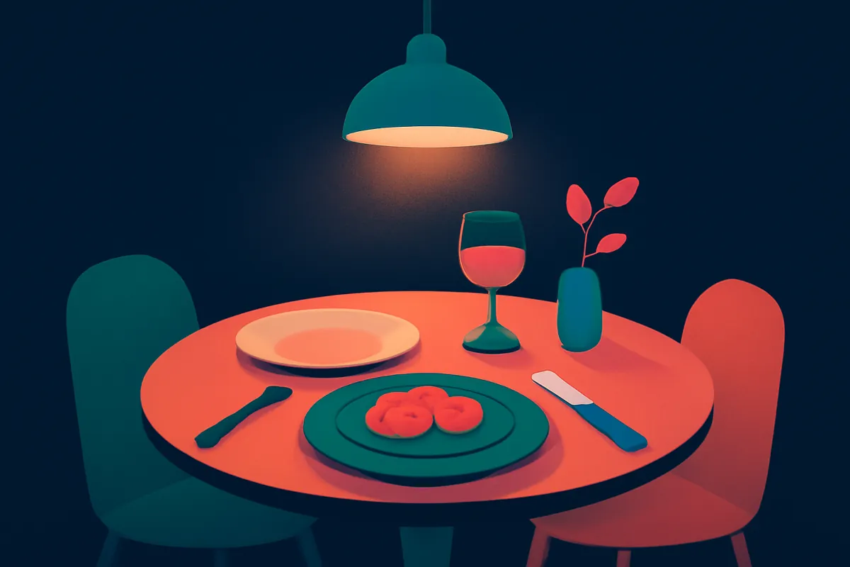 A warm restaurant table setting